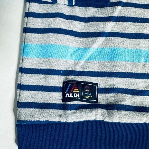 Aldi Gear Unisex Striped Rainbow Logo Two Piece CrewnSweatshirt Jogger Pants Set - Picture 3 of 10